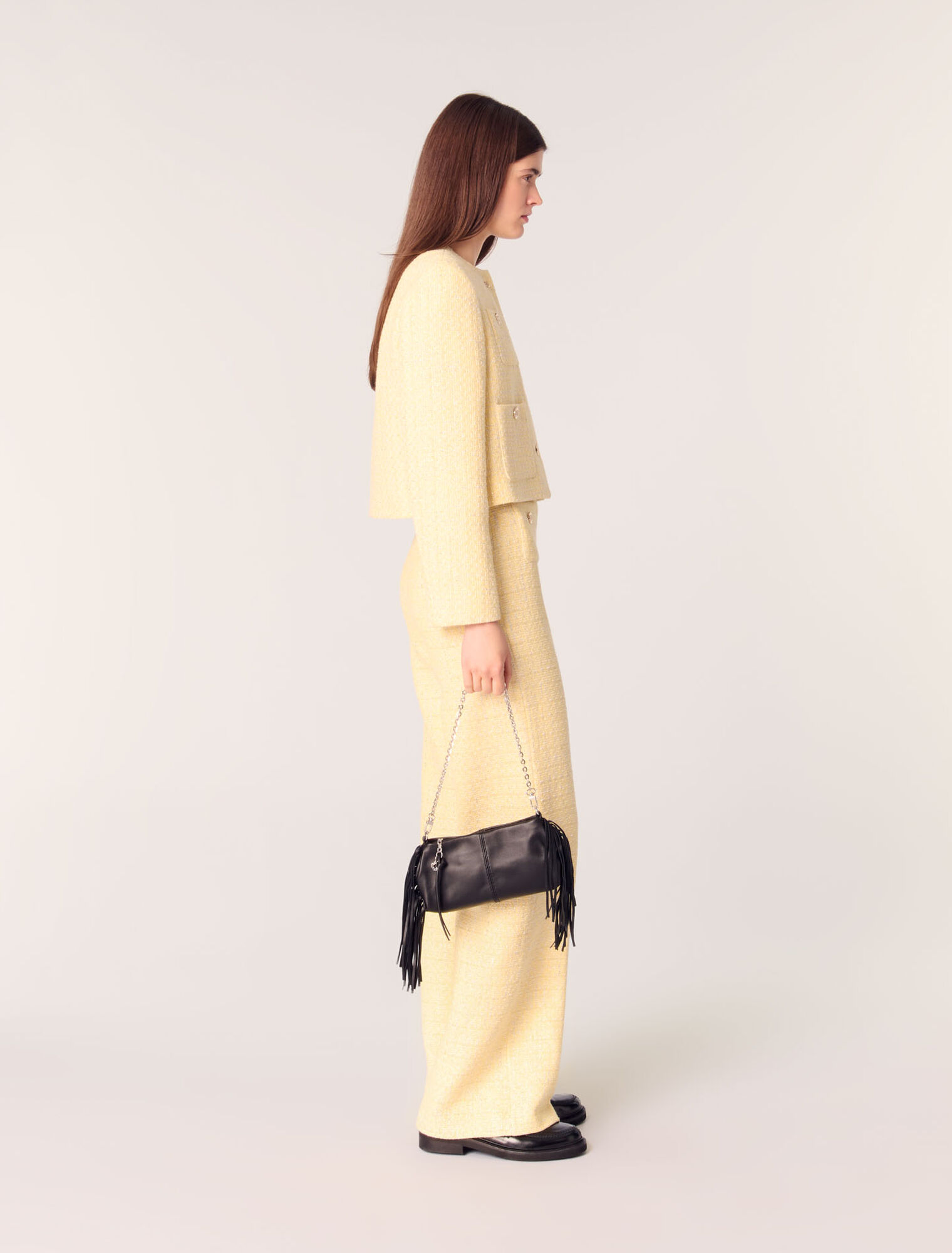 Gerade Tweed-Hose mit Lurex