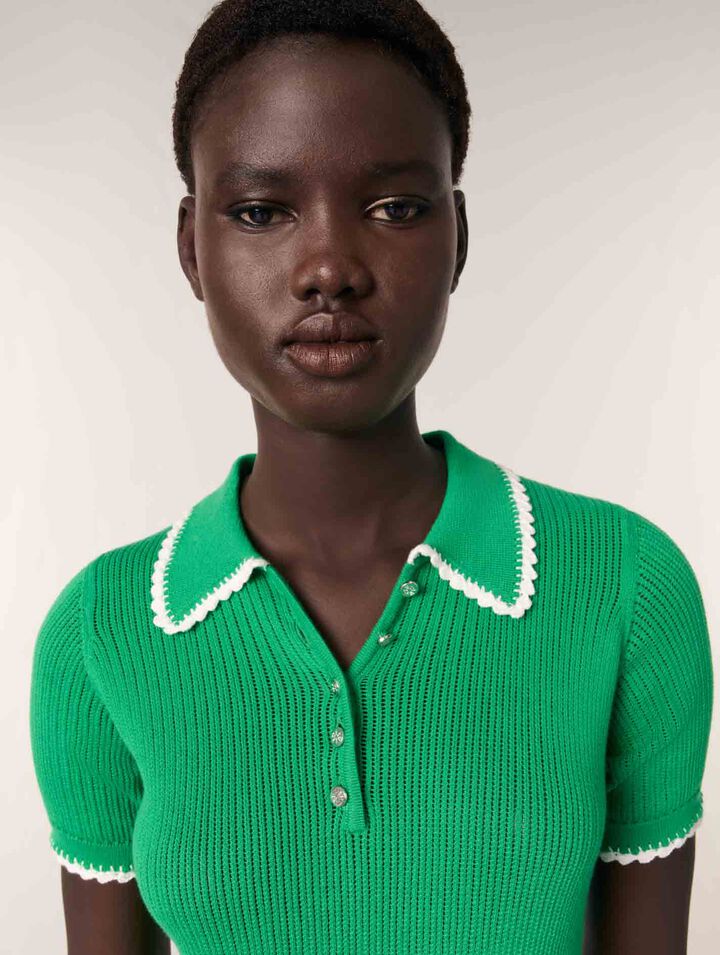 Poloshirt aus Pointelle-Strick