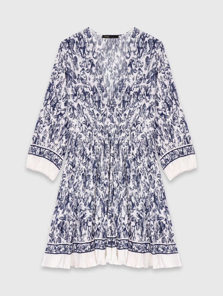 Plissiertes Kleid mit Print