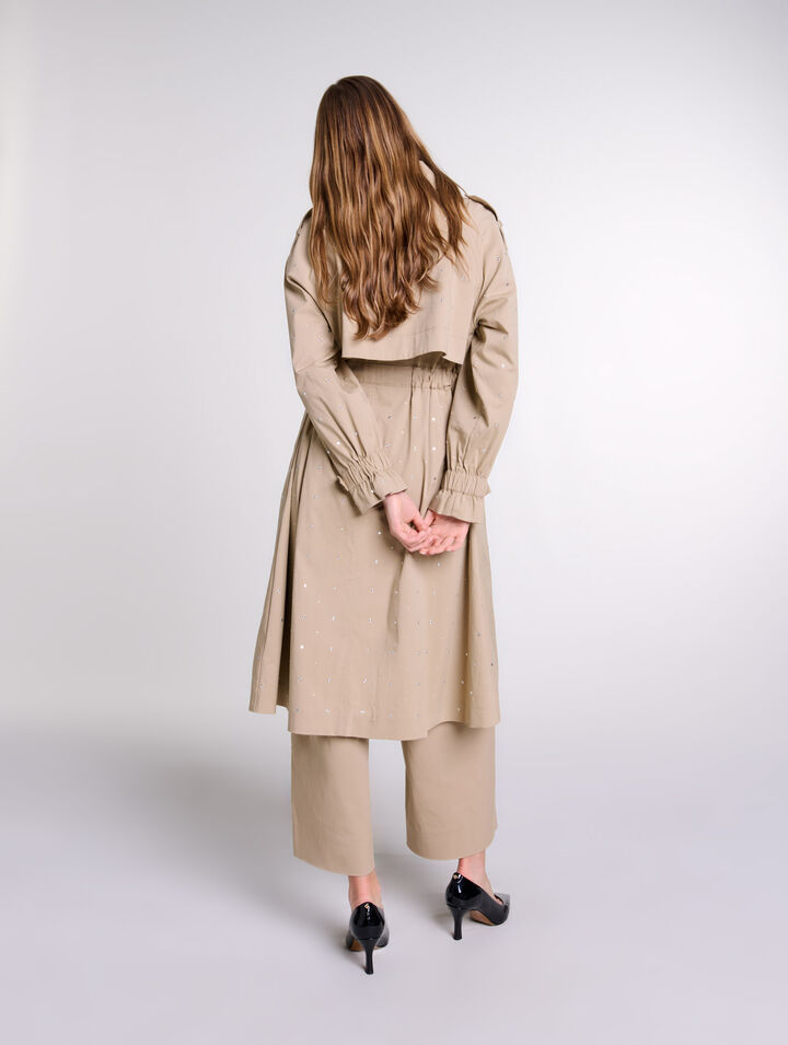 Nieten-Trenchcoat, Stretch-Taille
