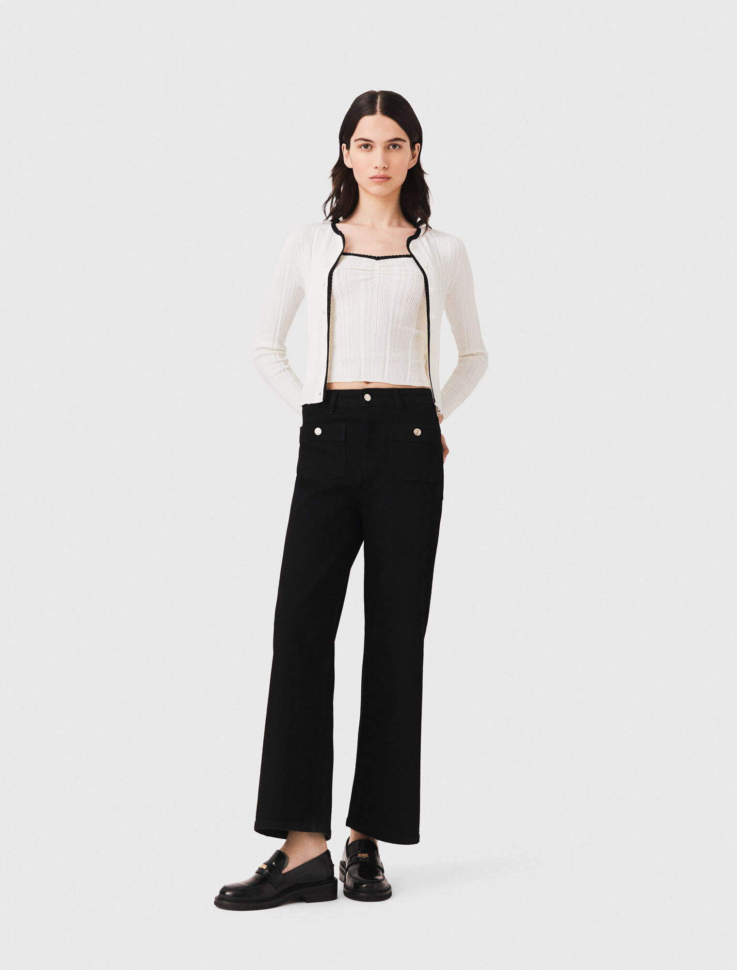 Twinset aus Pointelle-Strick