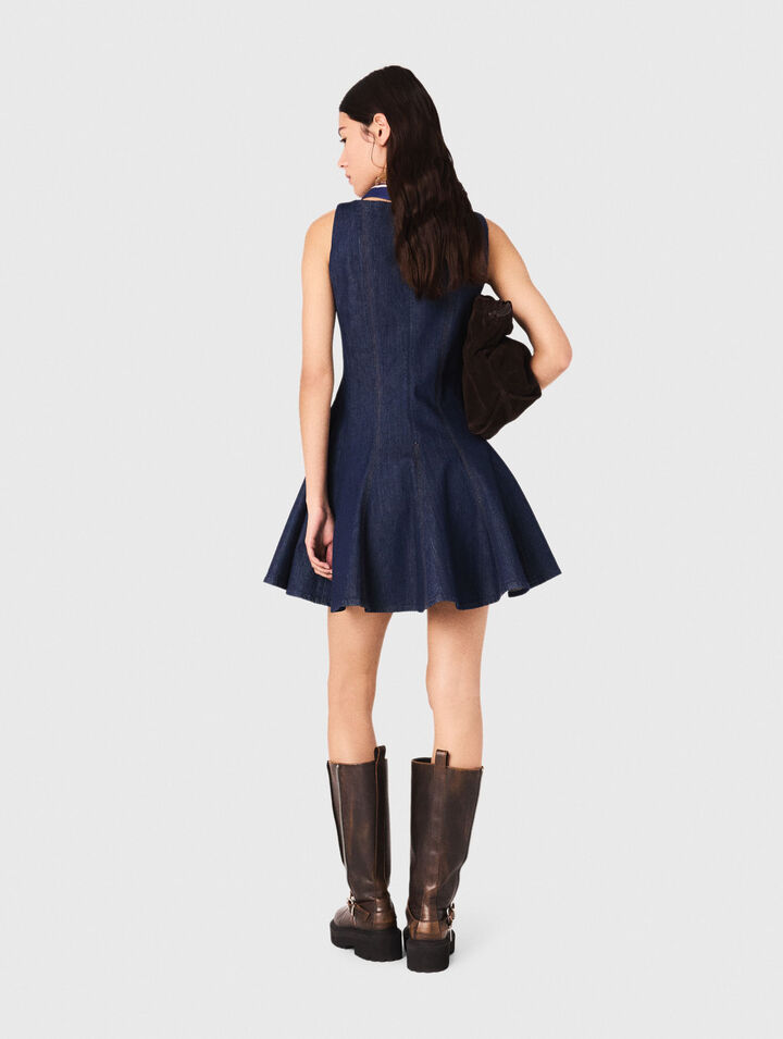 Kurzes Denimkleid mit Volants