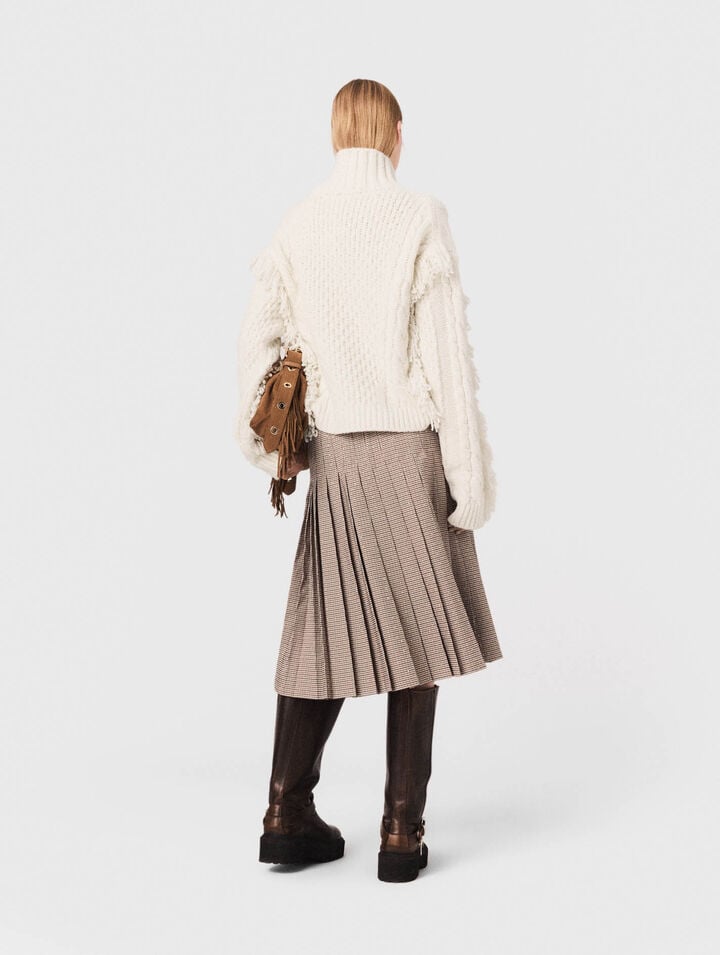 Plissierter Midirock mit Karomuster