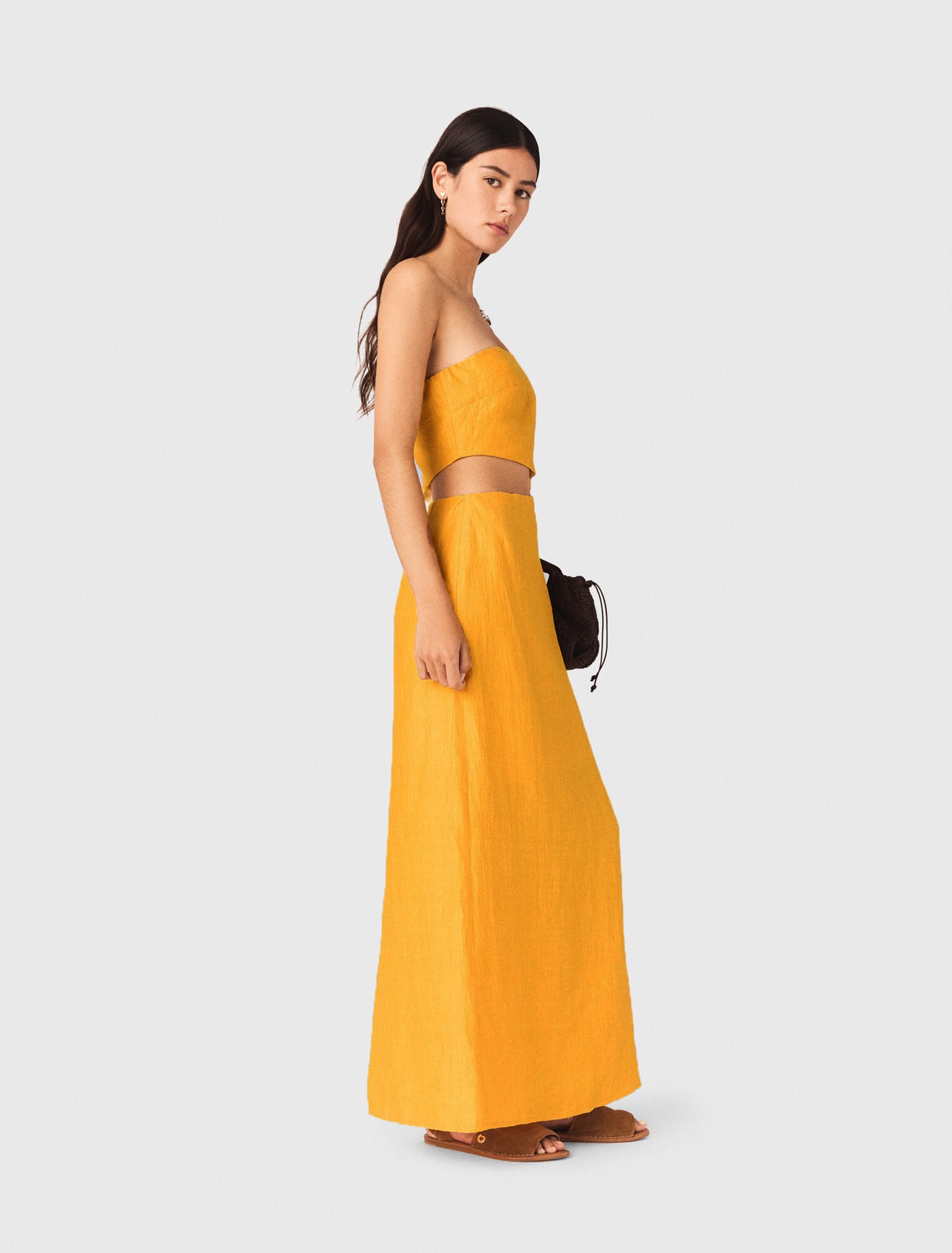Asymmetrisches Leinen-Mix-Kleid