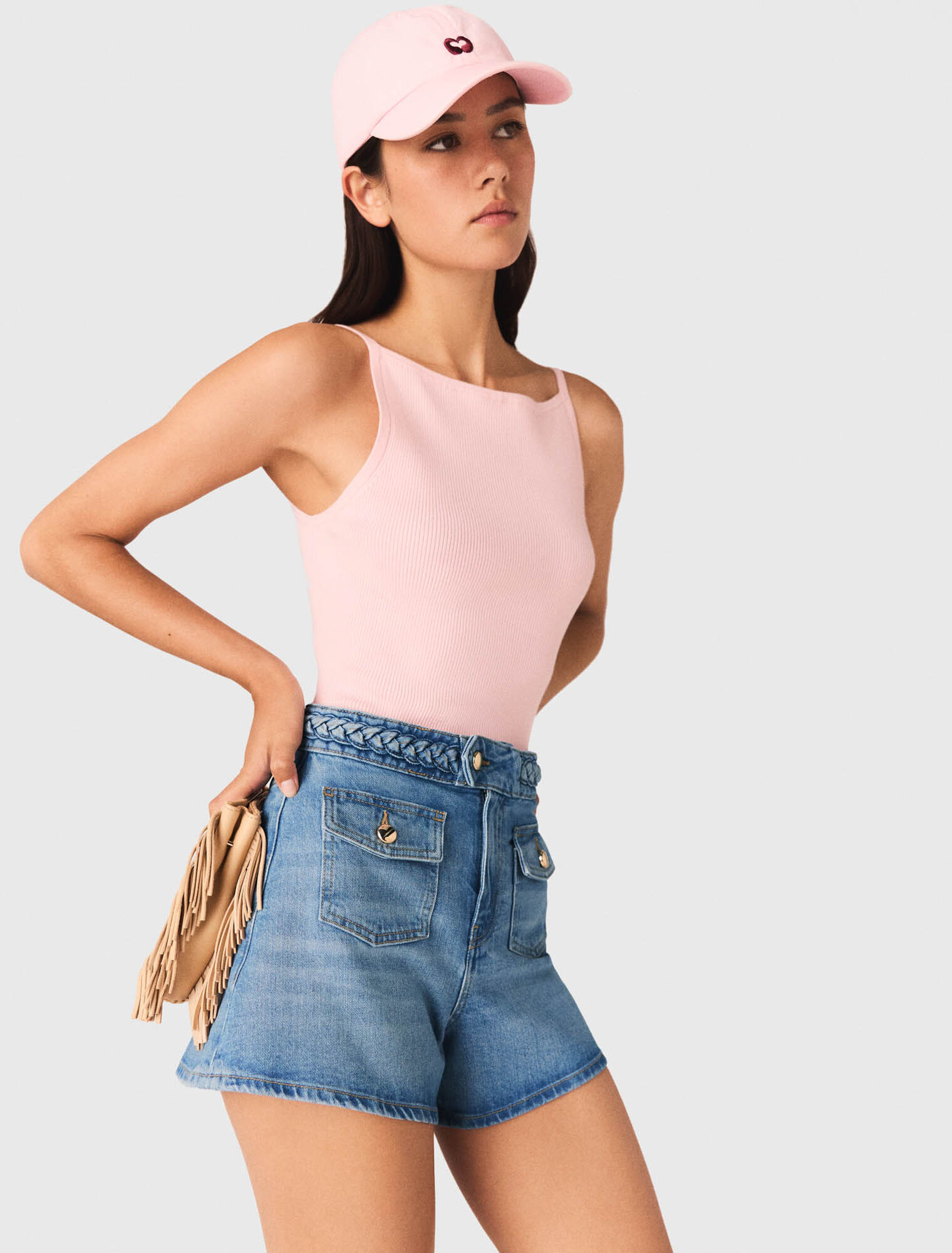 Geflochtene Denimshorts