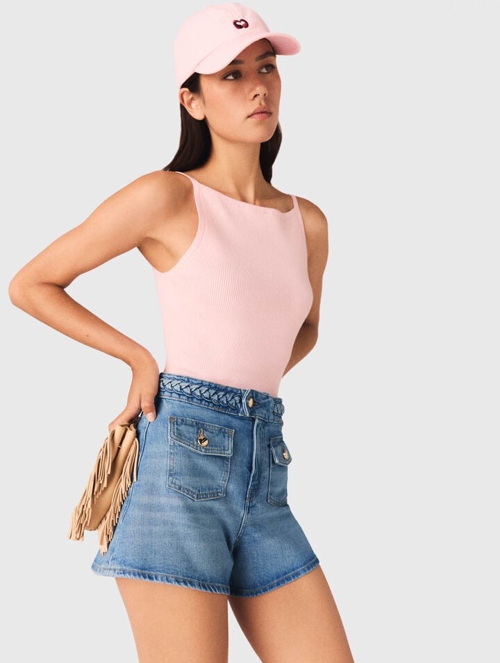 Geflochtene Denimshorts