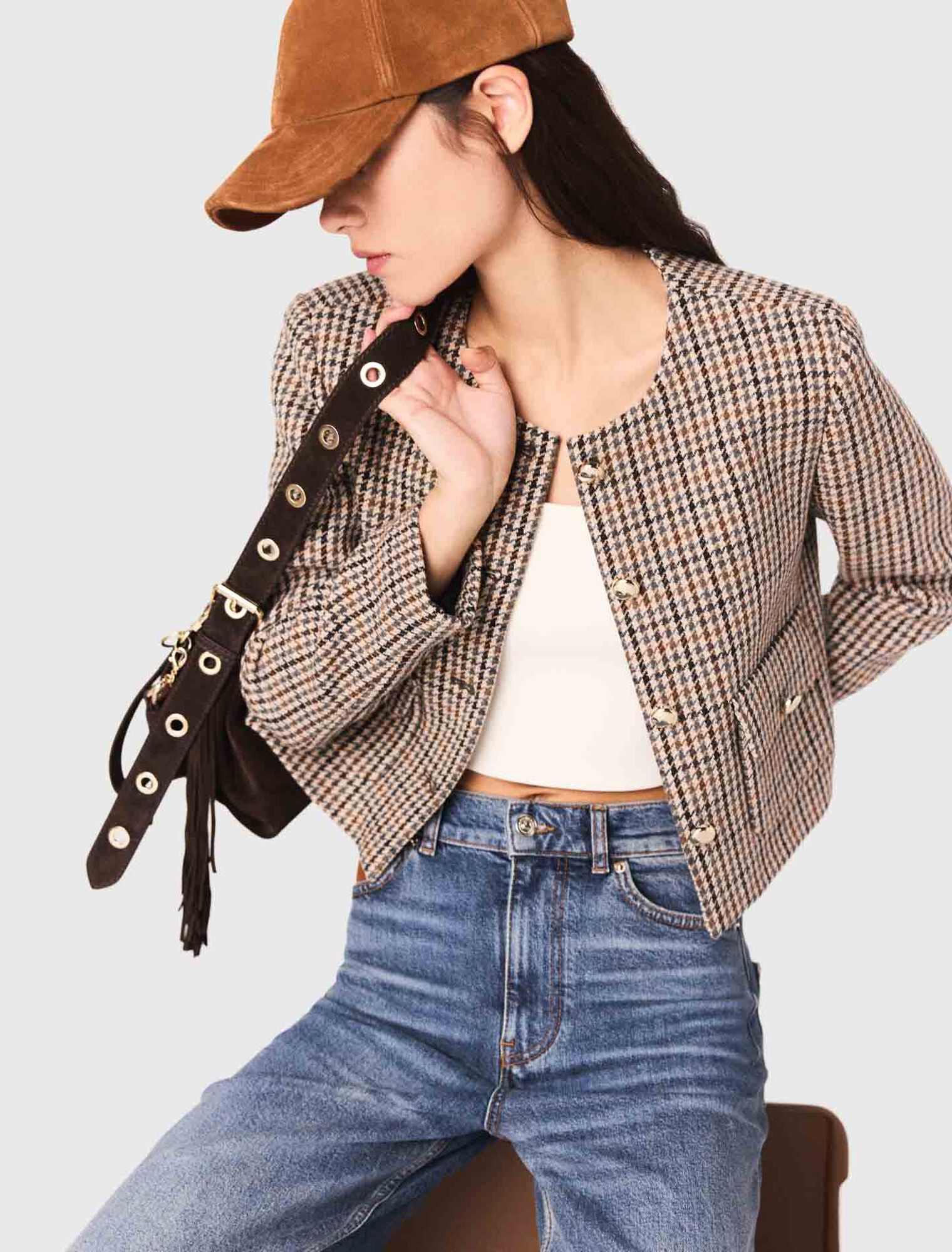 Kurze karierte Jacke