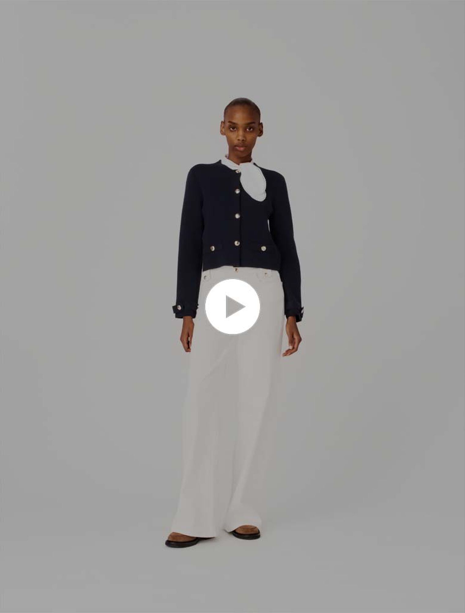 Cardigan, abnehmbarer Stickkragen