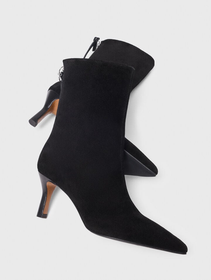 Spitze Veloursleder-Stiefeletten