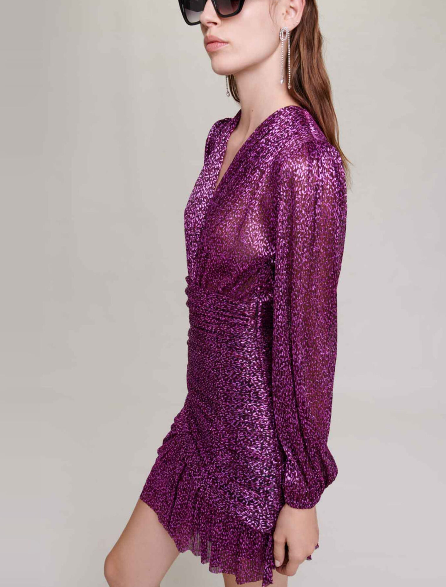 Plissee-Kleid mit Metallic-Fasern