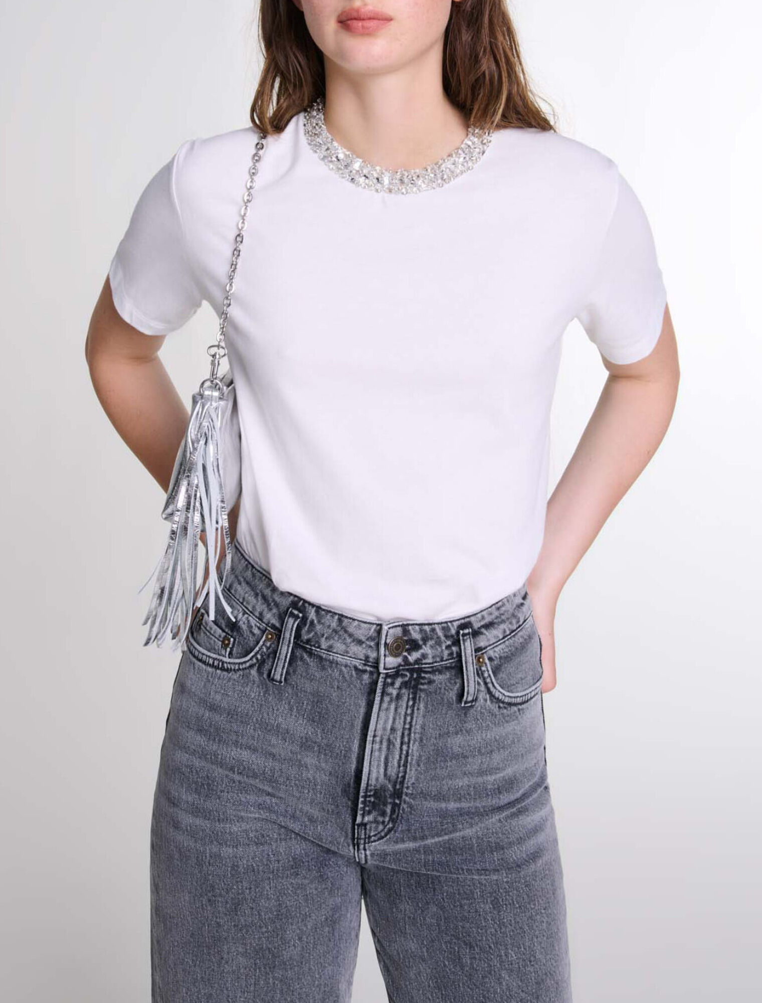 T-Shirt mit Schmuckkragen