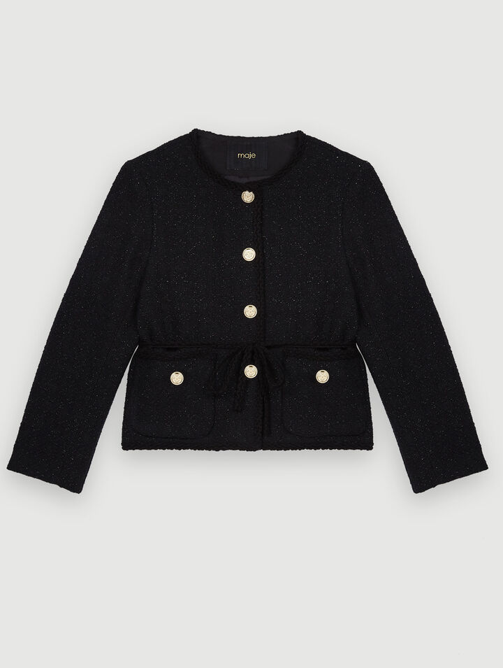 Gerade Jacke aus glänzendem Tweed