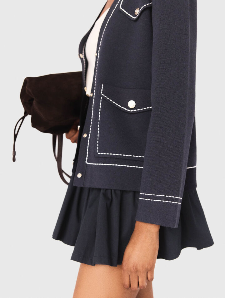 Langer Cardigan mit Steppnähten