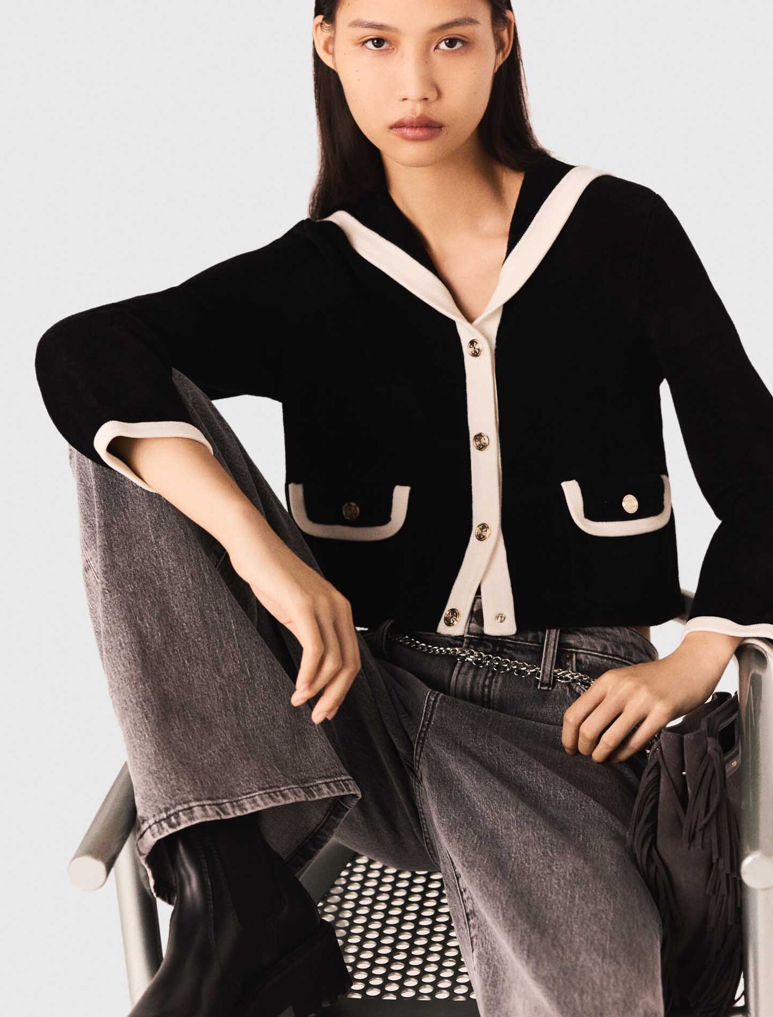 Cardigan in Samt-Optik