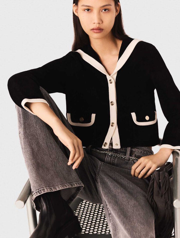 Cardigan in Samtoptik
