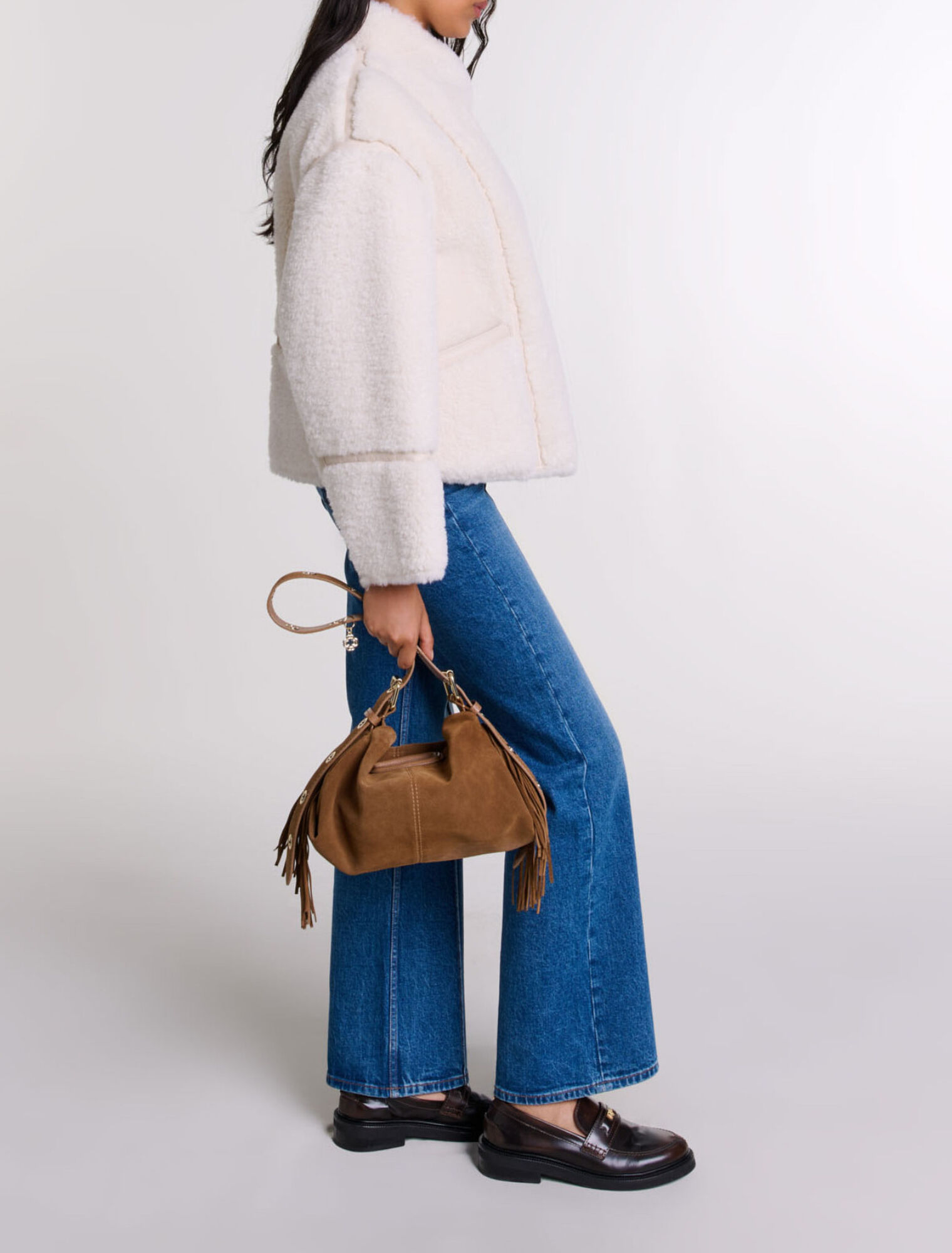 Kurzer Kunstpelzmantel