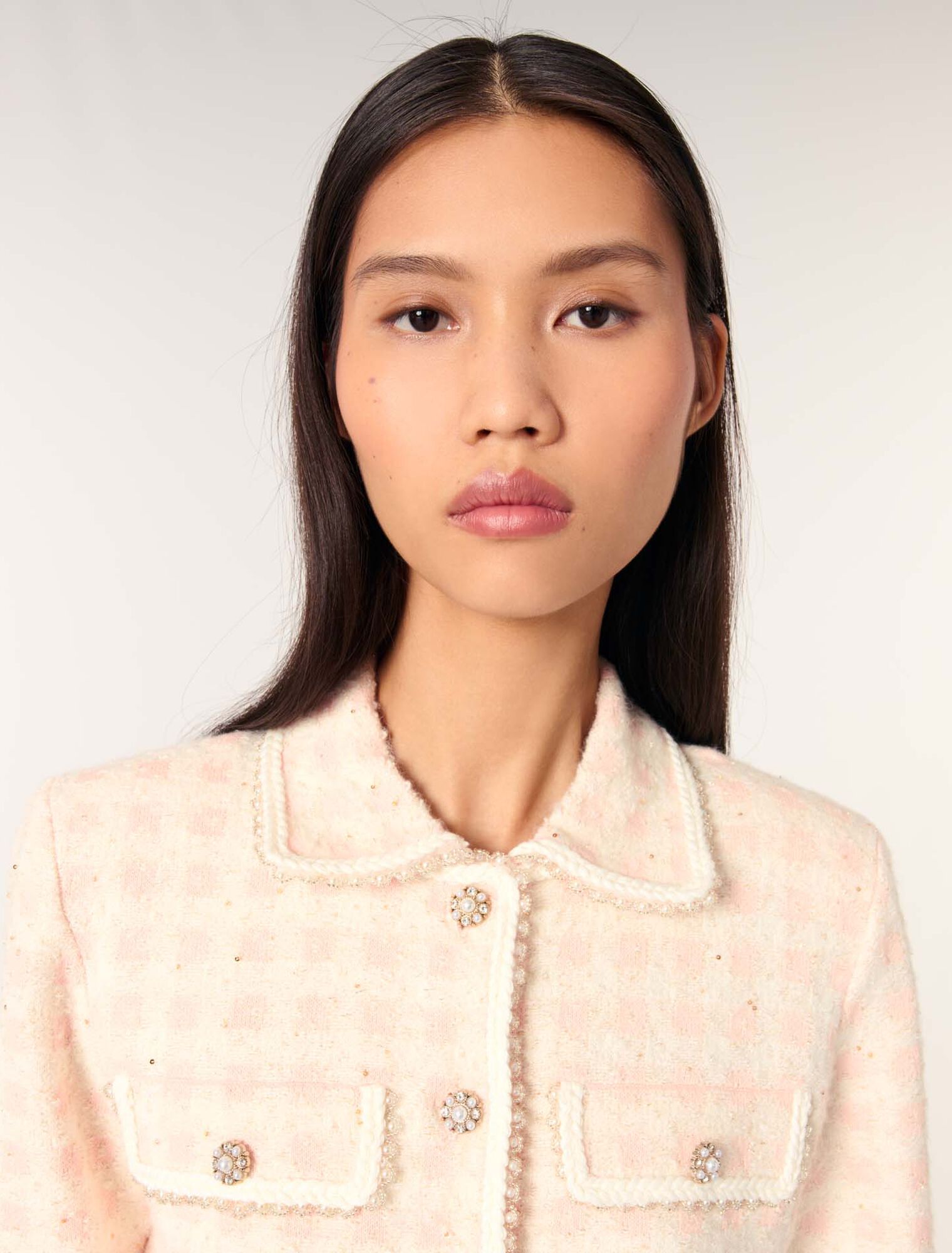 Strickjacke in Tweed-Optik
