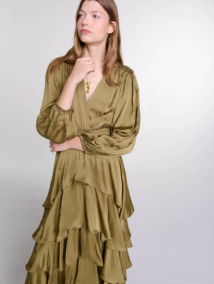 Langes Kleid mit Volants