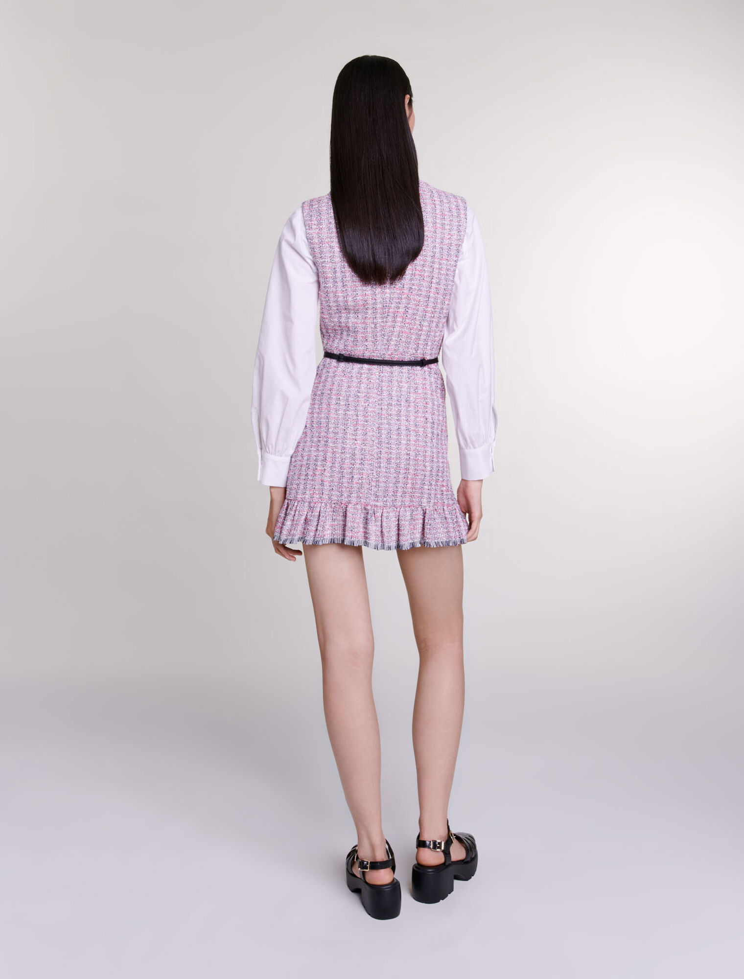 Kurzes 2-in-1 Kleid aus Tweed