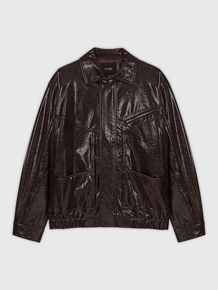 Jacke aus Kunstleder in Craquelé-Optik