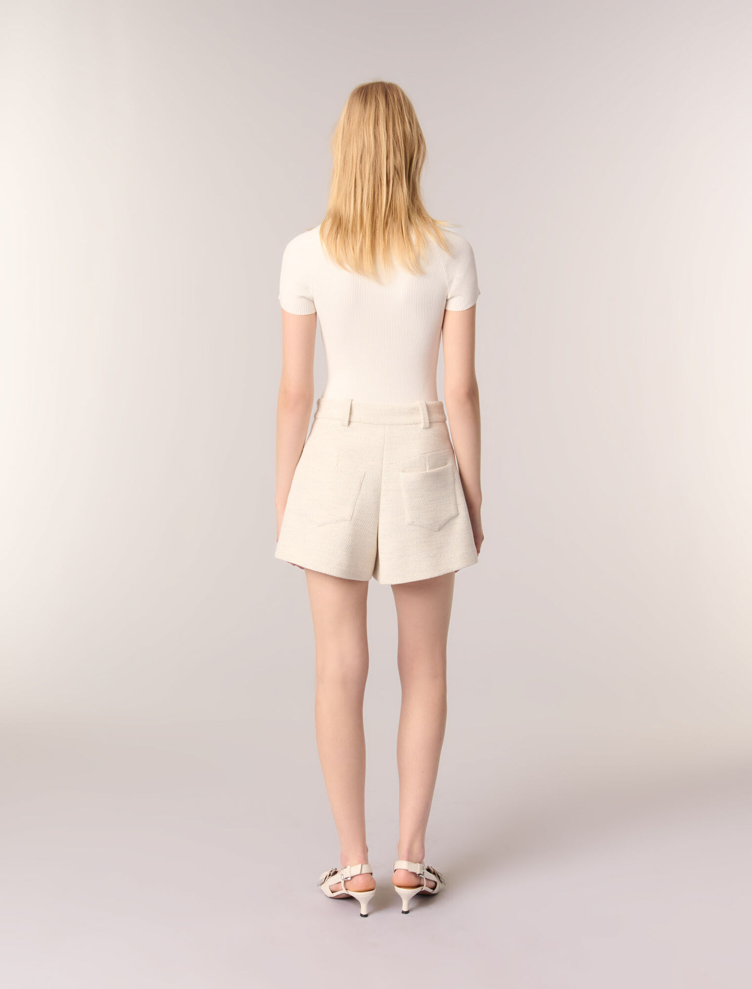 Shorts aus Tweed und Lurex