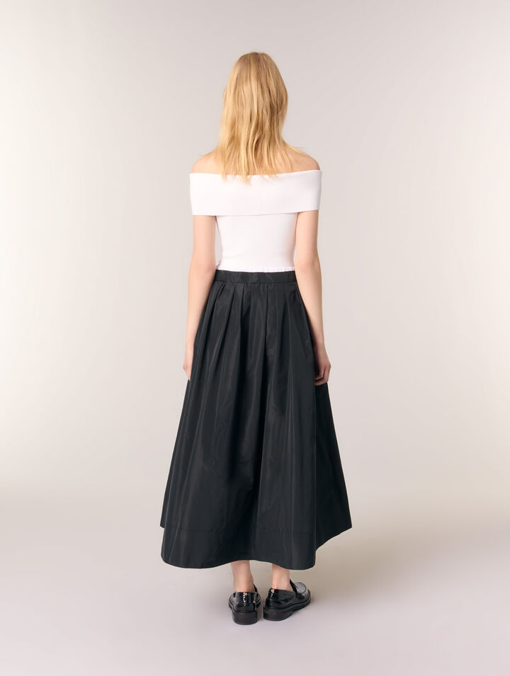Langer Rock mit Kontrast-Taille