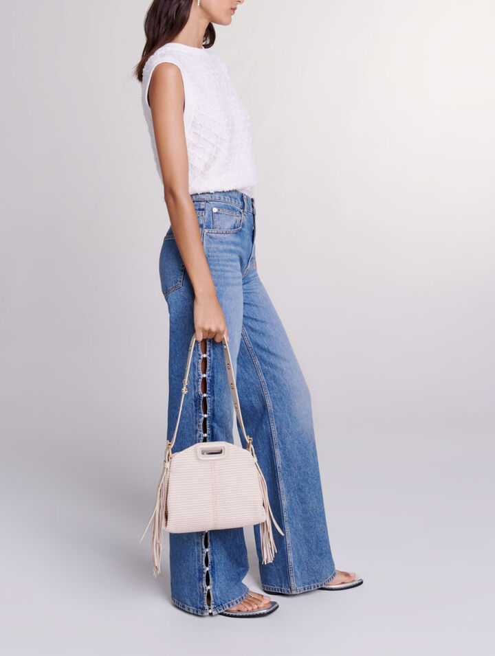 Gerade Jeans Lochmuster und Perlen