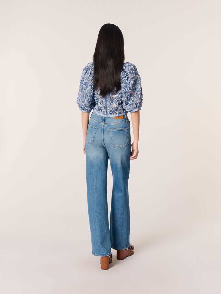 Organza-Top mit floralem Motiv