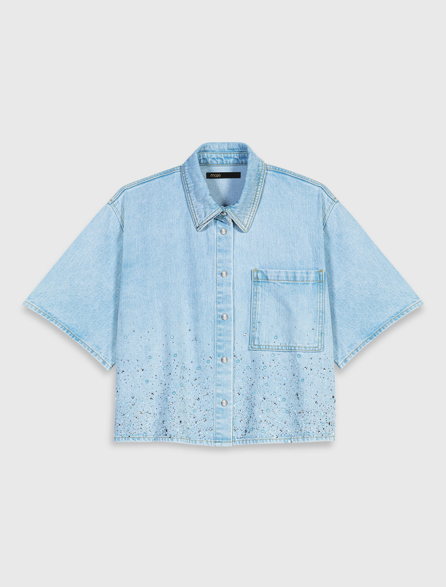 Kurzes Jeanshemd mit Strass
