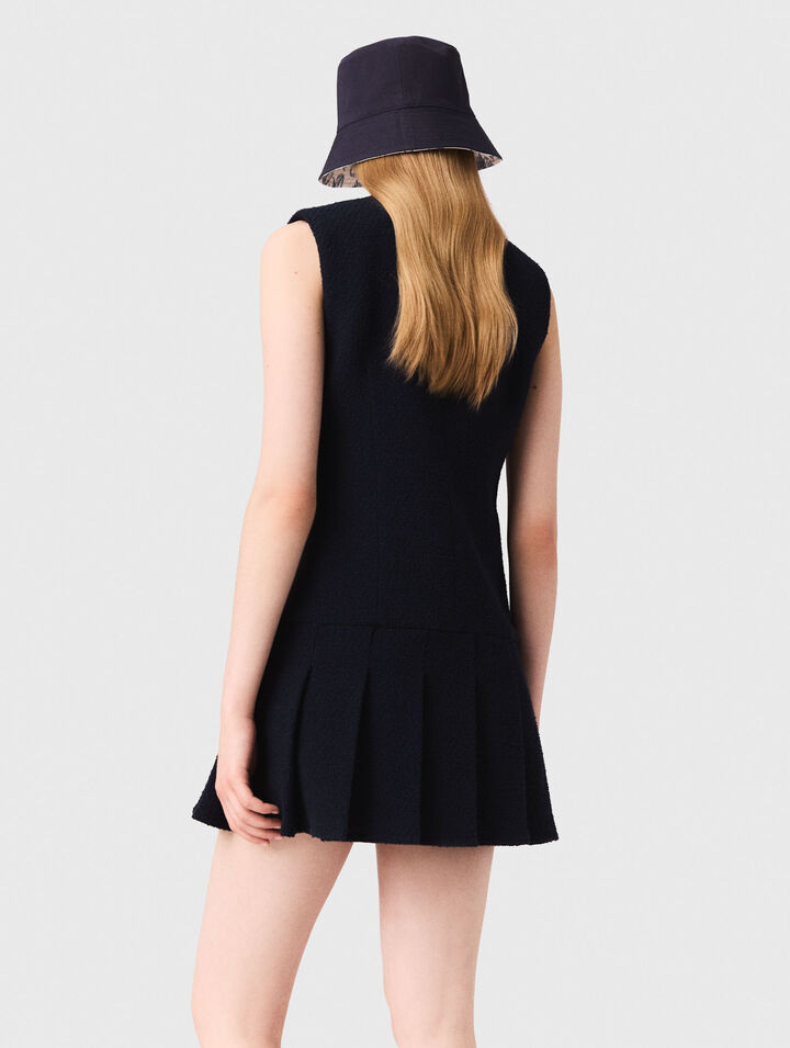Kurzes Tweedkleid, abnehmbar Kragen