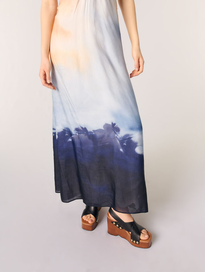 Langes Kleid mit Batik-Muster