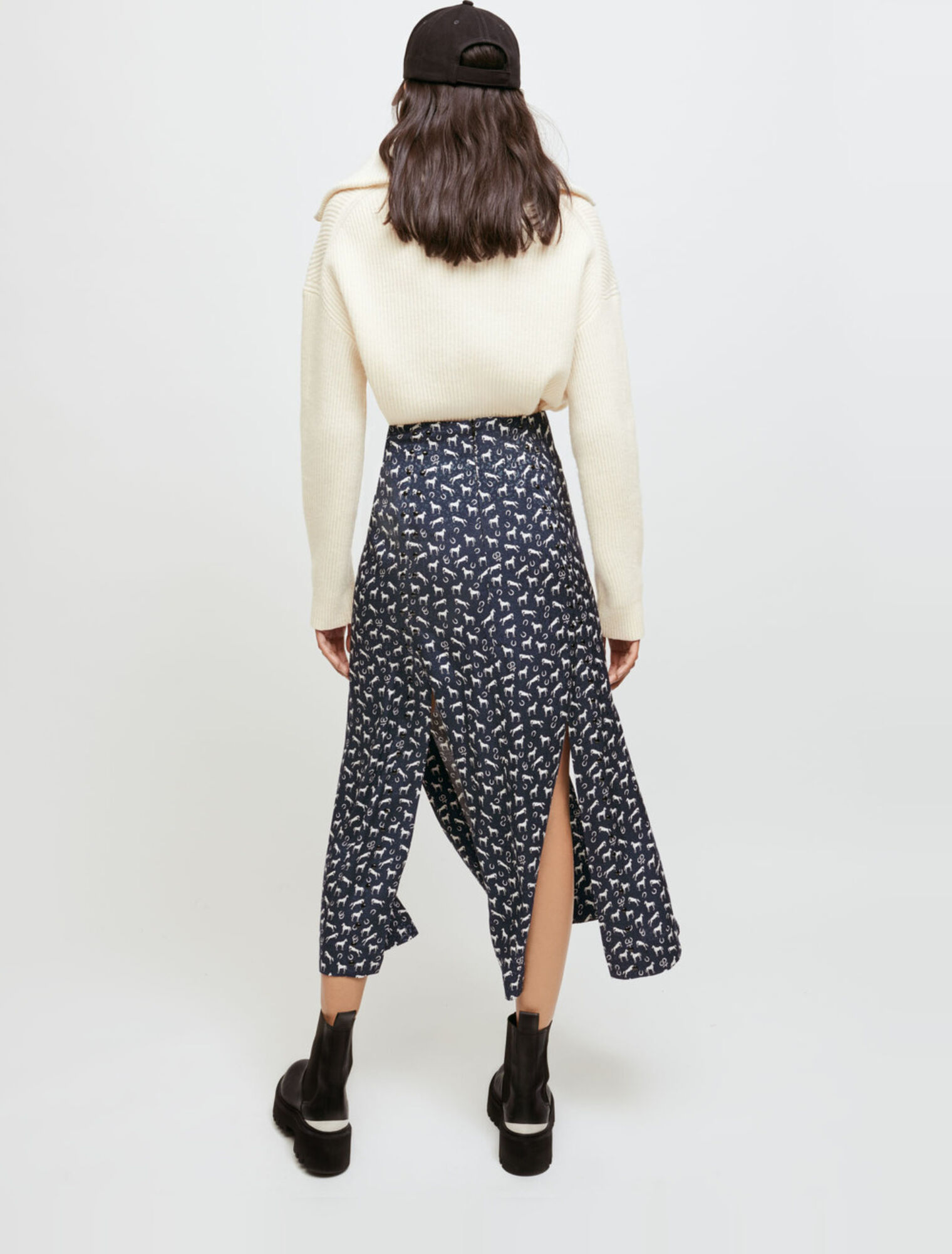 Rock aus Jacquard mit Pferdedruck