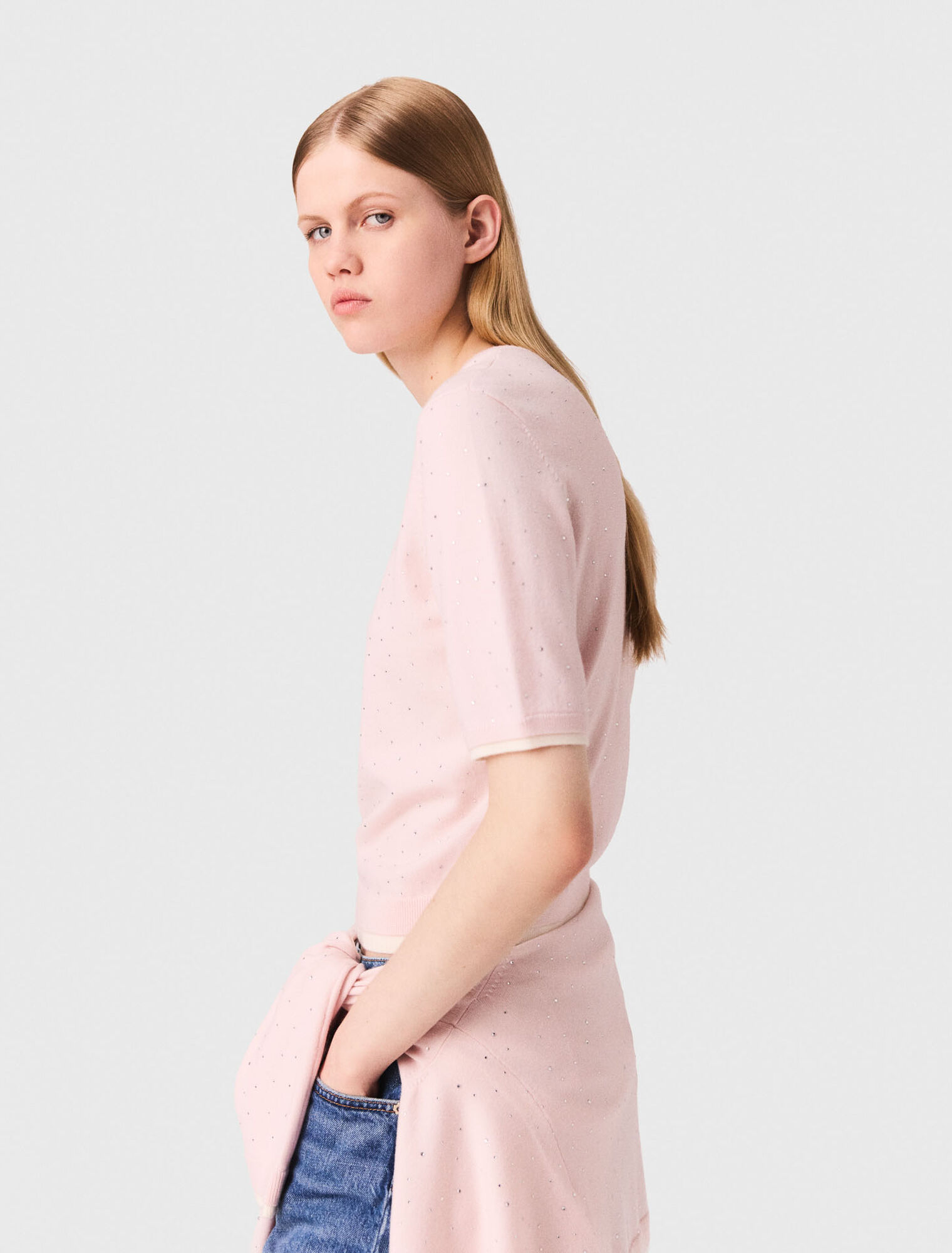 Kurzärmeliger Pullover 100% Wolle