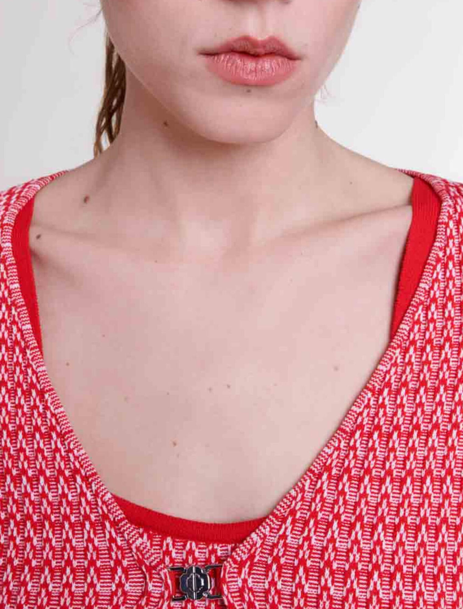 Twinset aus Strick Fischgrätmuster