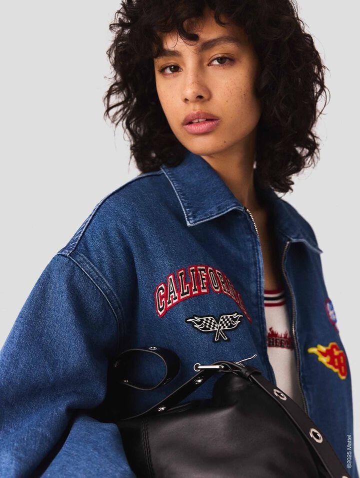 Oversize-Denimjacke mit Stickerei