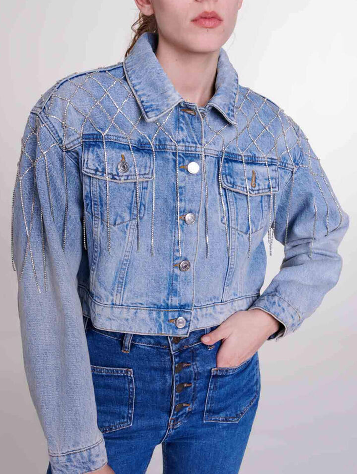 Blouson aus Jeans mit Strass