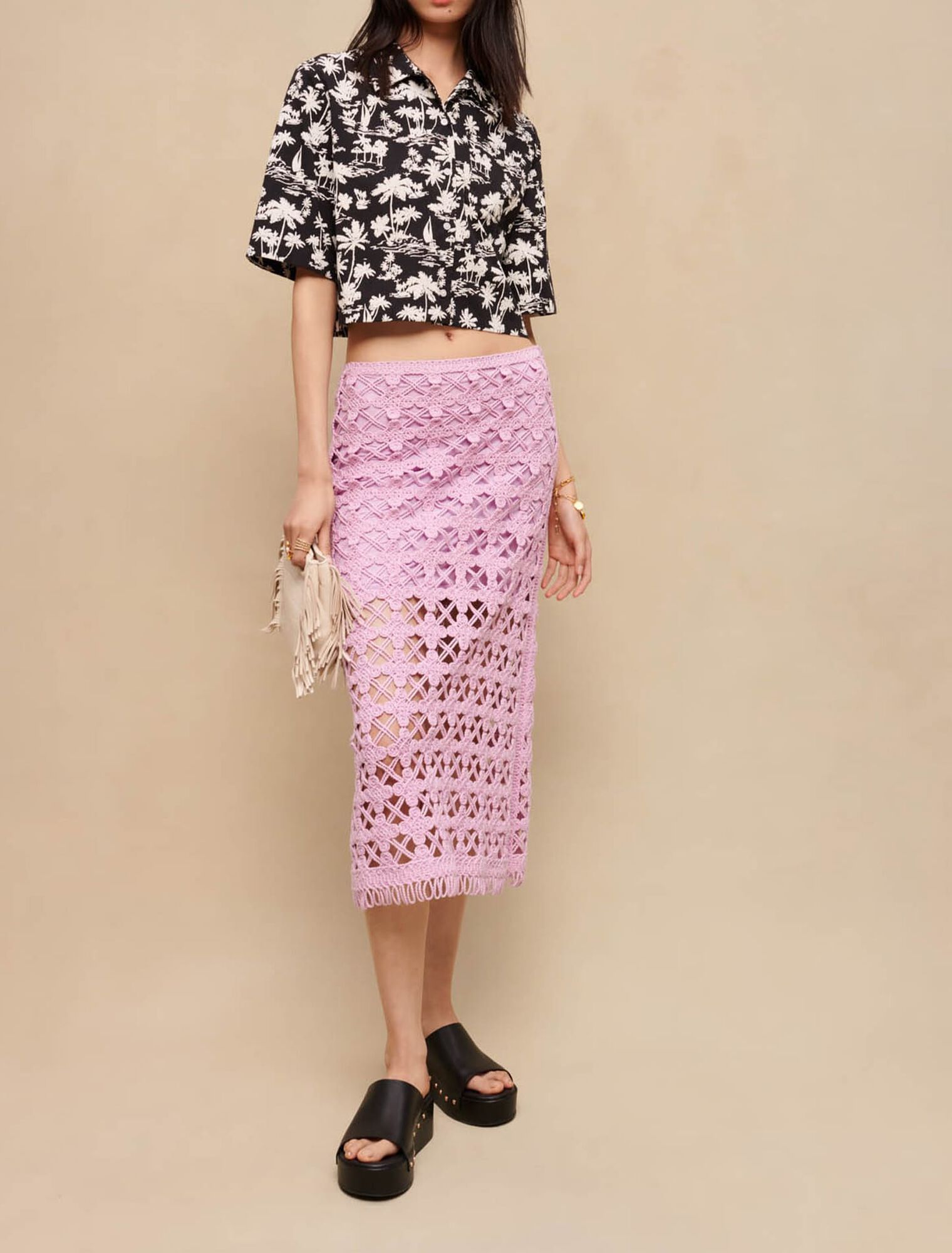 Kurzes Hemd mit Palmenprint