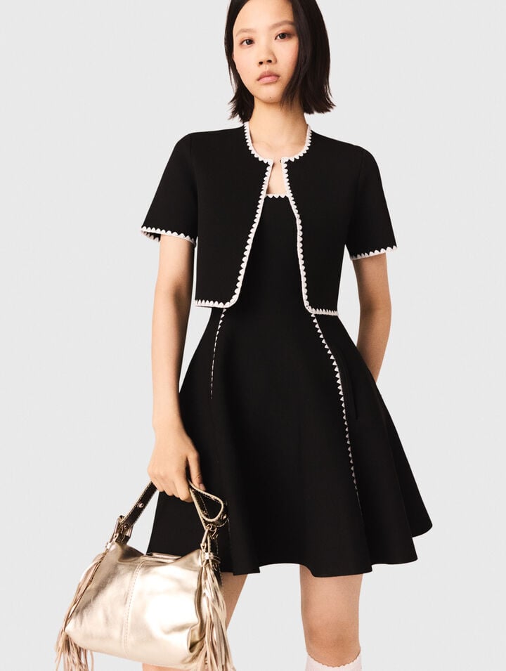 Kurzer Cardigan mit Ziernähten