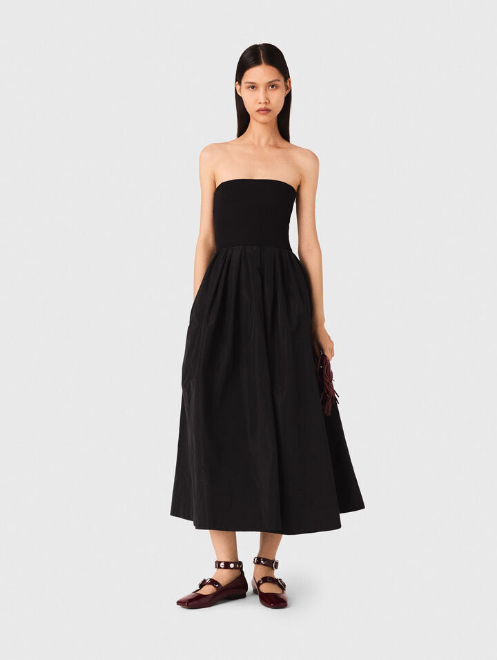 Bustierkleid aus Strick und Taft
