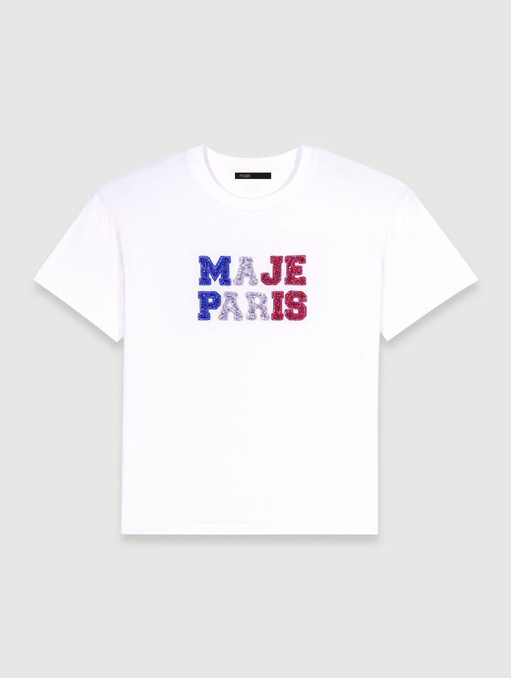 T-Shirt „Maje Paris“ mit Strass