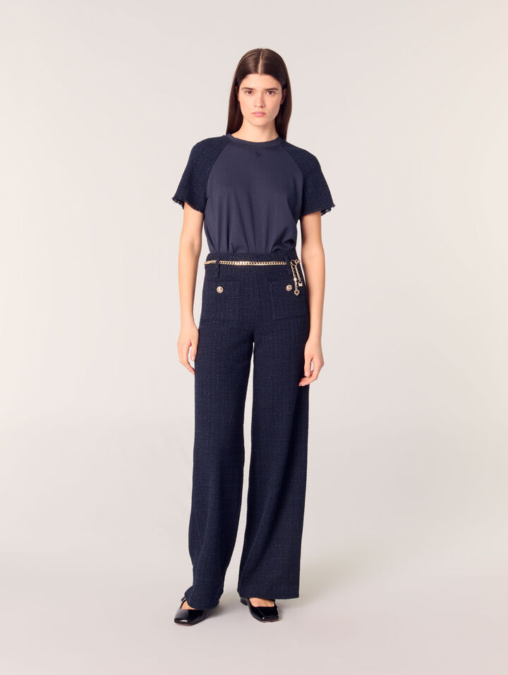 Tweed-Hose mit Kettengürtel