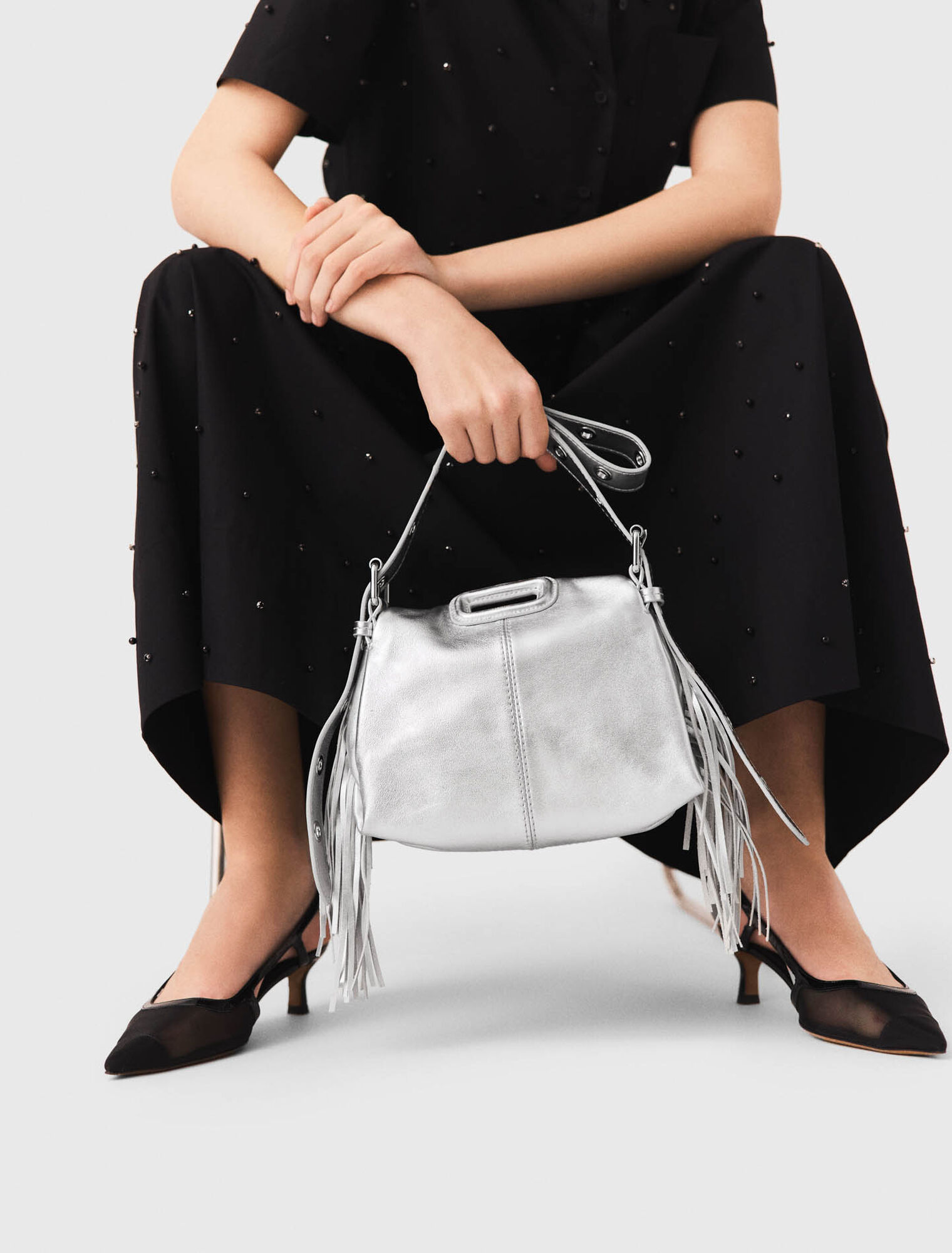 Miss M mini Tasche aus Metallicleder
