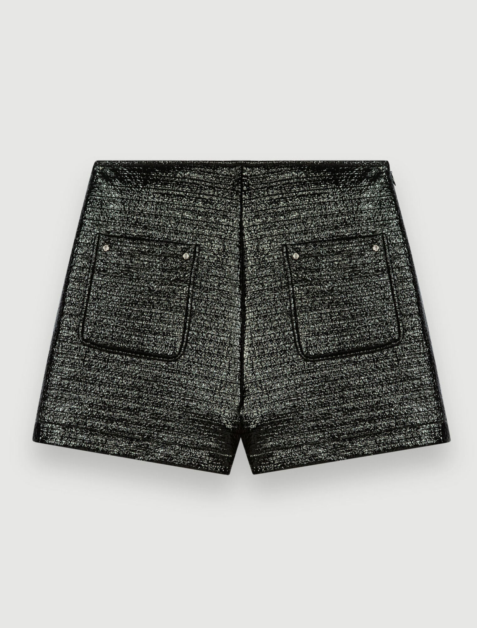 Shorts aus geprägtem Tweed und schwarzem