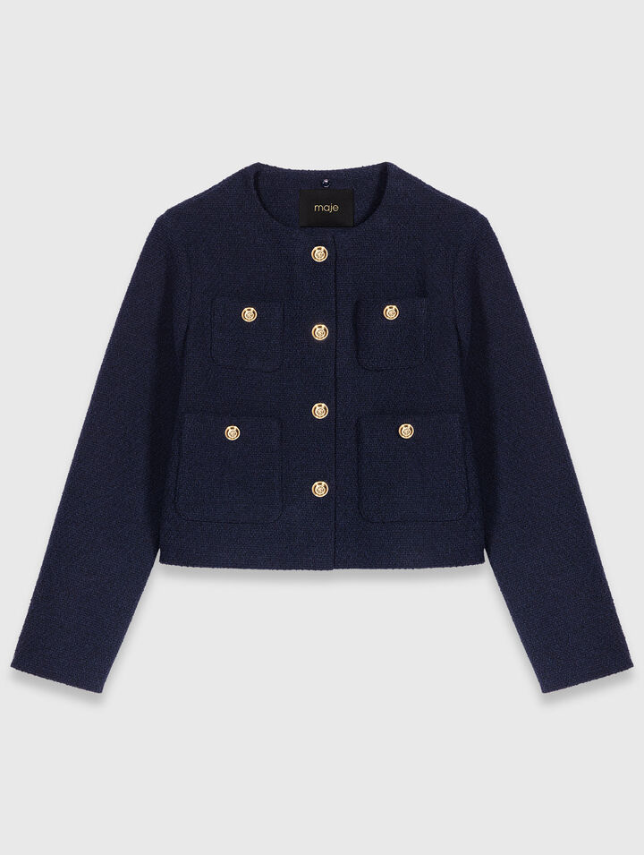 Kurze Tweed-Jacke, Kragen abnehmbar
