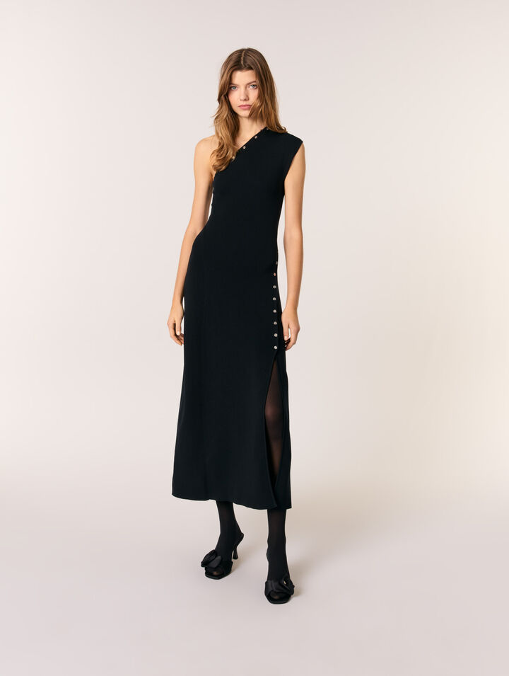 Langes asymmetrisches Strickkleid