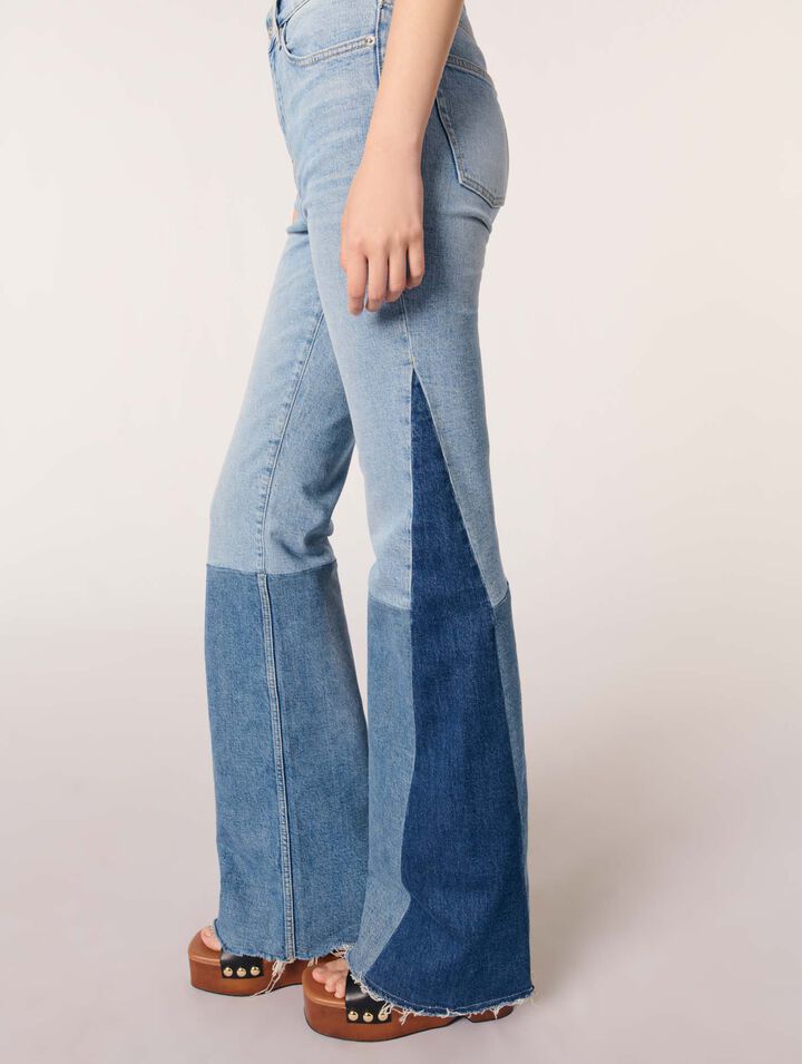 Dreifarbige Patchwork-Jeans