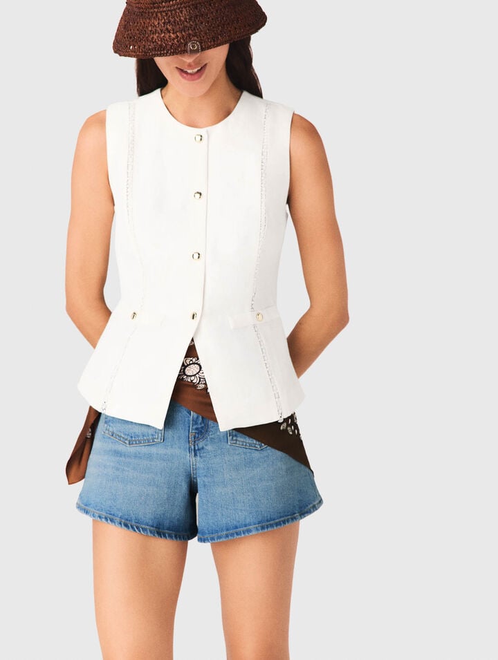 Bestickte Leinenmix-Jacke