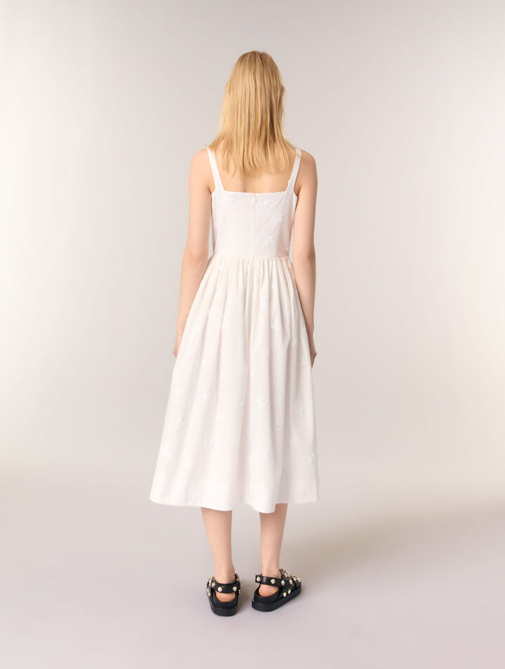 Besticktes Midi-Baumwollkleid