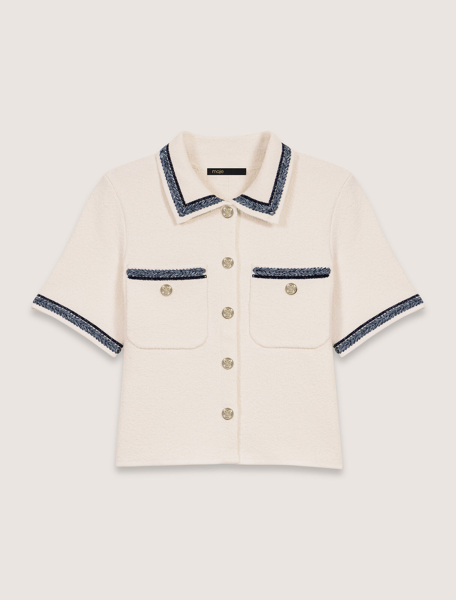Kurzer Cardigan mit Kontrastborten