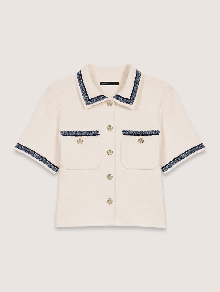 Kurzer Cardigan mit Kontrastborten